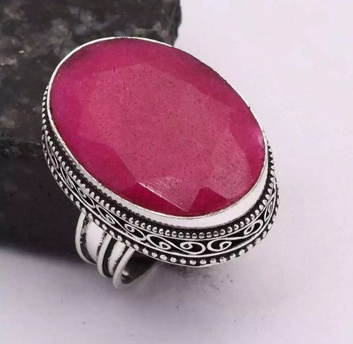 Root Ruby Gemstone Ring in 925 Silver