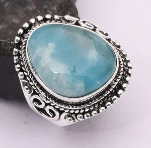 Larimar Gemstone Ring in 925 Silver