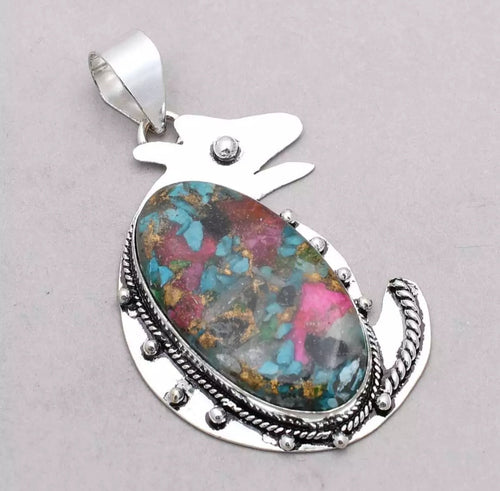 Animal Pendant, Oyster Turquoise in Silver