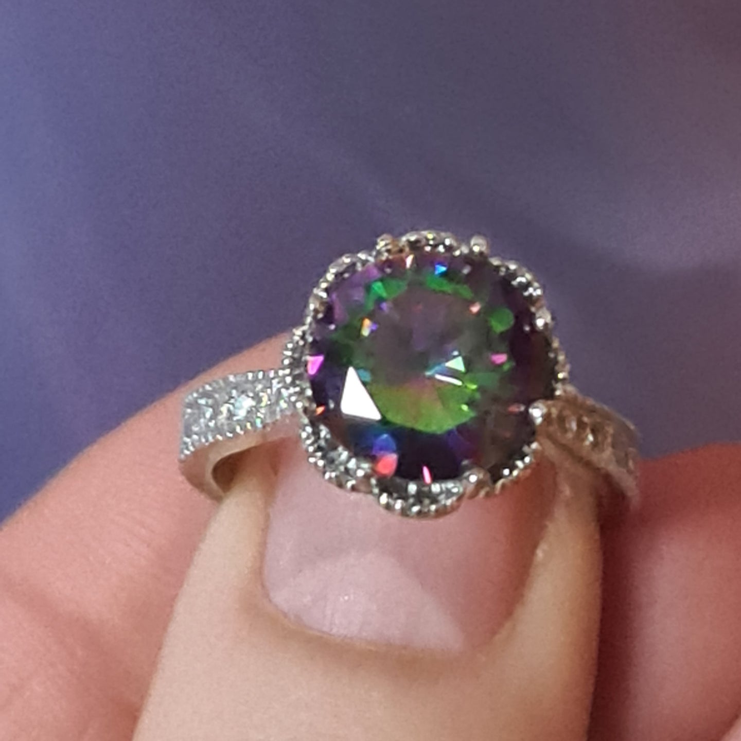 Antique Style ring in Mystic Topaz