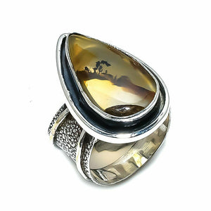 Botswana Agate Gemstone Ring in 925 Silver