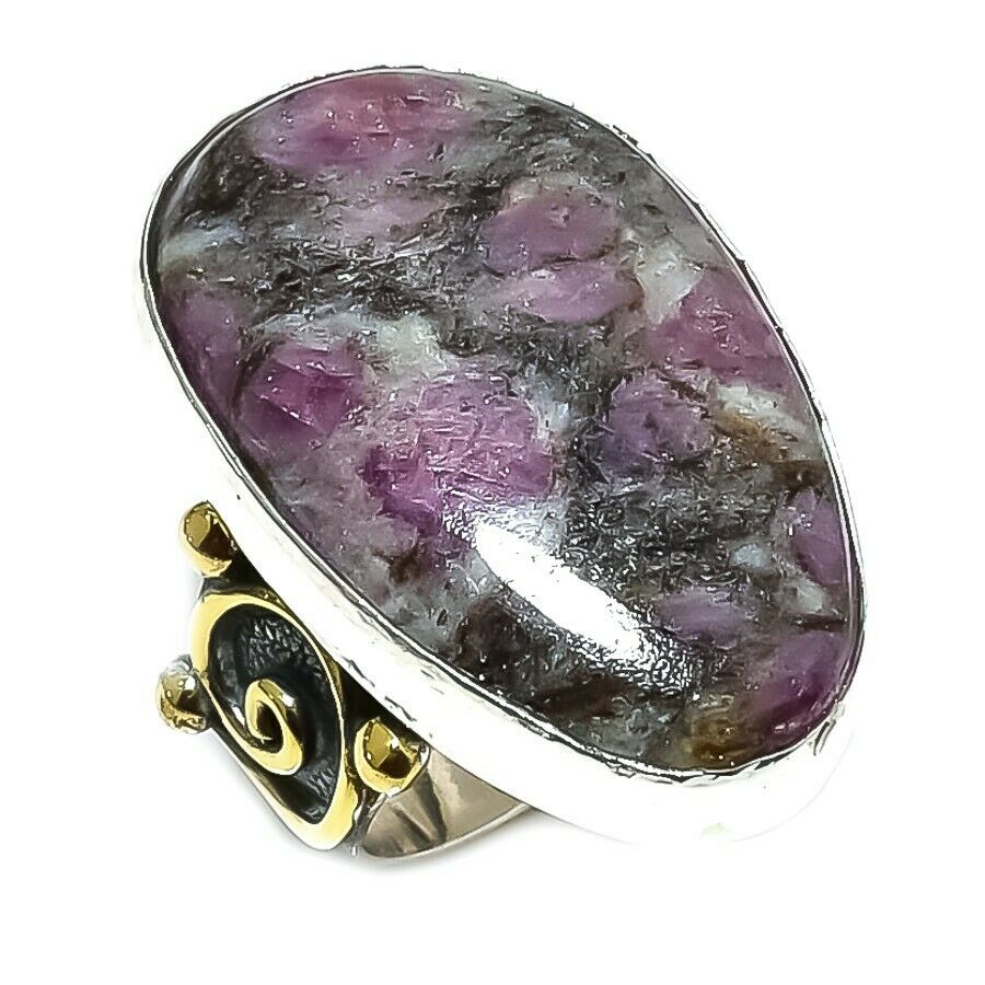 Ruby Zoisite Ring in 925 Silver