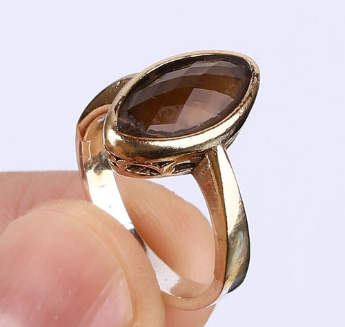 Sweet Smokey Quartz Ring in Silver with Bronze Edgings