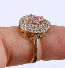 Lovely Pink Quartz & Topaz Ring in Silver with Bronze Edgings
