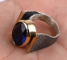 STUNNING STATEMENT SAPPHIRE Ring in oxidised Silver