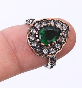 Fabulous Chrome Diopside and White topaz in Silver, with bronze detail